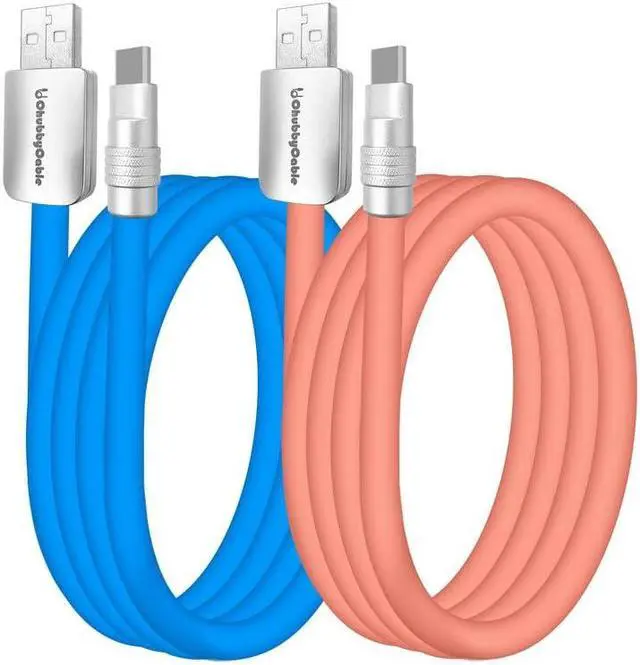 Main image of chubbycable Couple Chubby - 2-Pack 240W USB C Cable Extra Thick Silicone Fast Charging Cable for iPhone 15 16 Series, iPad, MacBook and More, Blue+Pink, USB-A to Type-C, 4.9FT