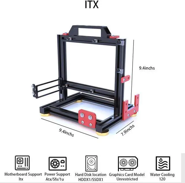 Alt view image 3 of 5 - DIY Aluminium Pc Open Case Computer Chassis Test Bench Support Water Cooling Support Server Chassis Support Itx Matx ATX Eatx (1.ITX)