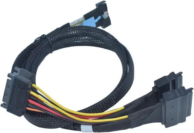 Alt view image 2 of 5 - LetLinkSo PCIe 5.0 MCIO x8 to 2 x SFF-8639 Cable for U.2 NVMe SSD with 15Pin Power, 2.1ft(65 cm)