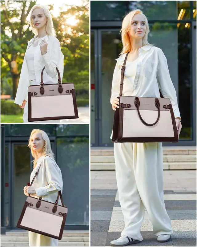 Alt view image 2 of 5 - LOVEVOOK Laptop Bag for Women, 15.6 Inch Large PU Leather Tote Bag, Professional Teacher Work Bag, Waterproof Business Computer Briefcase, Shoulder Tote Purse for Office