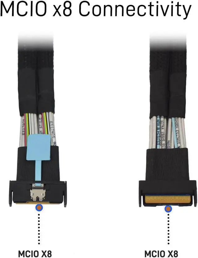 Alt view image 5 of 5 - LetLinkSo PCIe 5.0 MCIO x8 to 2 x SFF-8639 Cable for U.2 NVMe SSD with 15Pin Power, 2.1ft(65 cm)