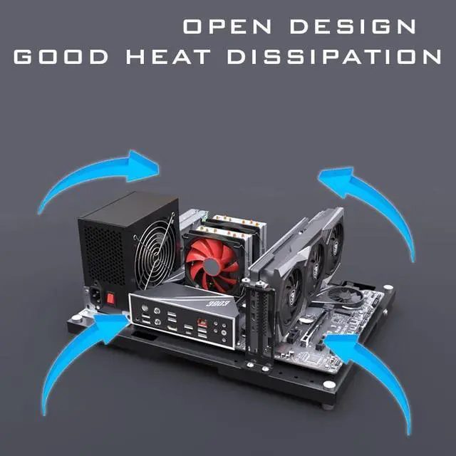 Alt view image 2 of 5 - DIY Computer Case PC Frame Desktop Open Chassis Case PC Test Bench Support Motherboards MATX and ATX