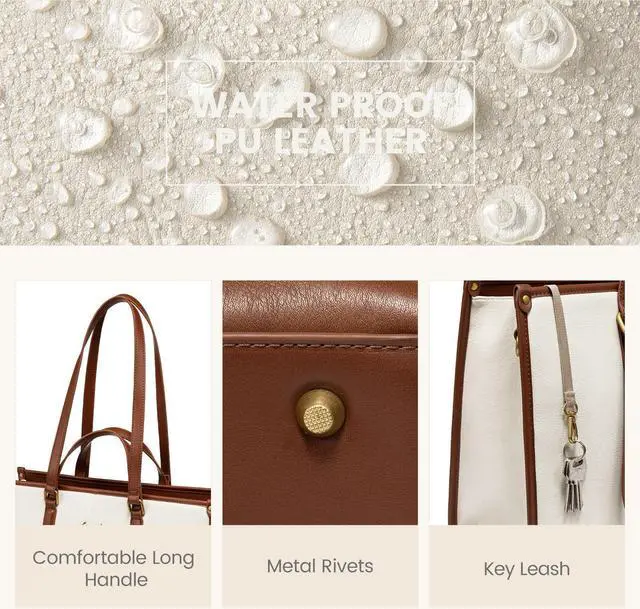 Alt view image 5 of 5 - LOVEVOOK Women's Laptop Tote with Clutch, Vintage Leather Work Bag for Business or Office Use