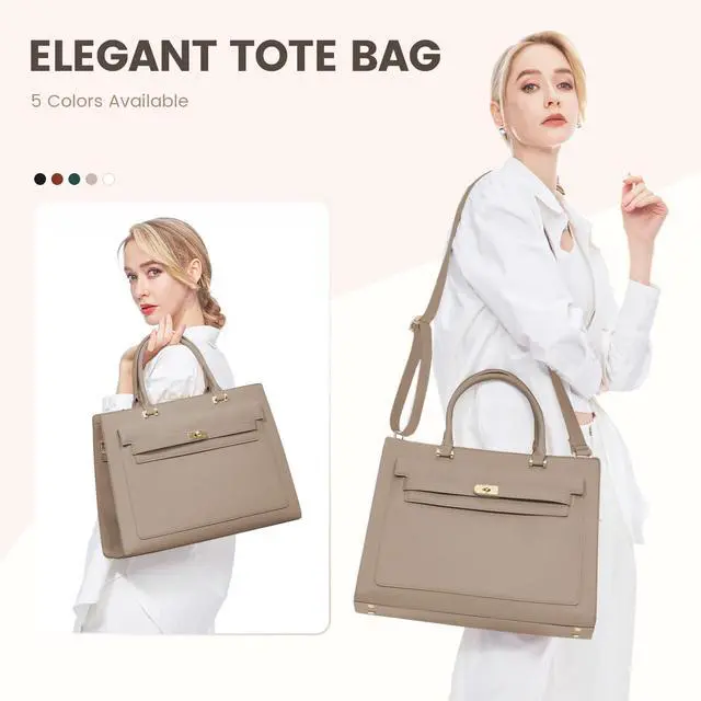 Alt view image 2 of 5 - LOVEVOOK Laptop Bag for Women, 15.6 inch Laptop Tote Work Bag Purse, Fashion Leather Computer Briefcase Business Handbag Shoulder Bag Kelly Bag
