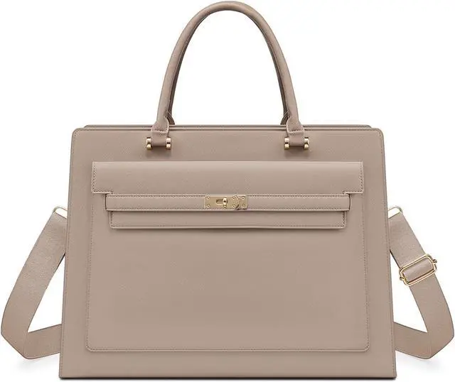 Main image of LOVEVOOK Laptop Bag for Women, 15.6 inch Laptop Tote Work Bag Purse, Fashion Leather Computer Briefcase Business Handbag Shoulder Bag Kelly Bag