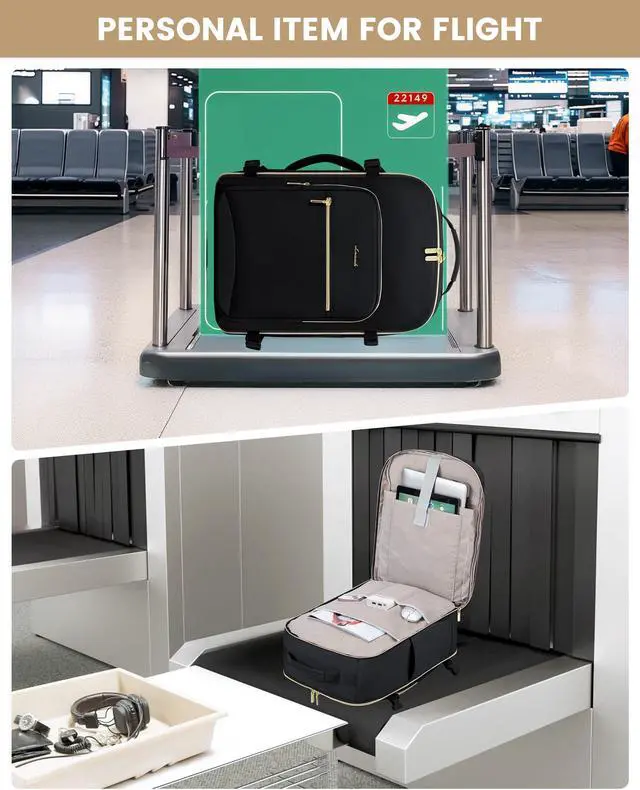 Alt view image 4 of 5 - LOVEVOOK Travel Backpack for Women Men as Personal Item Flight Approved, 40L Luggage Carry On Backpack,17.3inch Large Daypack Laptop Backpack Waterproof Outdoor Sports with 3 Packing Cubes,Black-Black