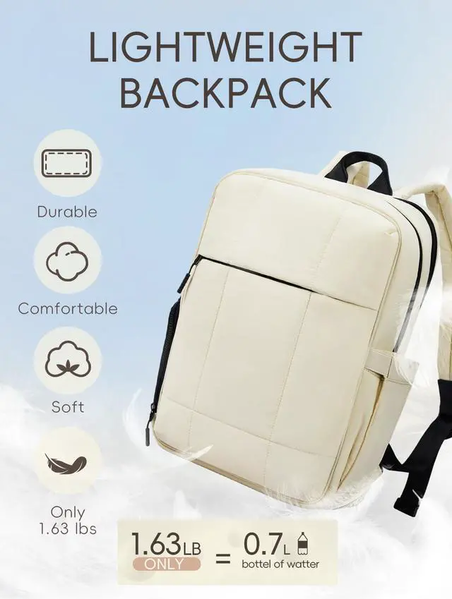 Alt view image 3 of 5 - CLUCI Lightweight Travel Backpack Carry on Flight Approved, Puffy Gym Backpack with Shoe Compartment, Personal Item Travel Bag, 15.6 inch Laptop Backpack for Weekender Business