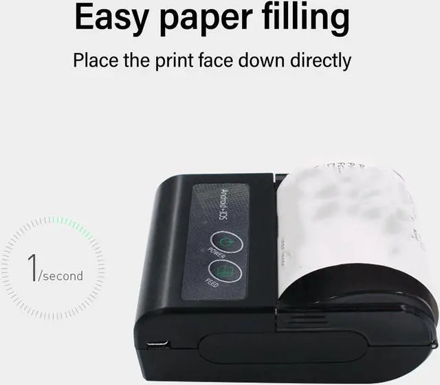 Alt view image 3 of 5 - Depisuta Bluetooth Receipt Printer, Portable Pocket Thermal Receipt Printer, 58mm POS Printer for Small Business, USB Mobile Bill Ticket Printer for Android, Windows, PC,