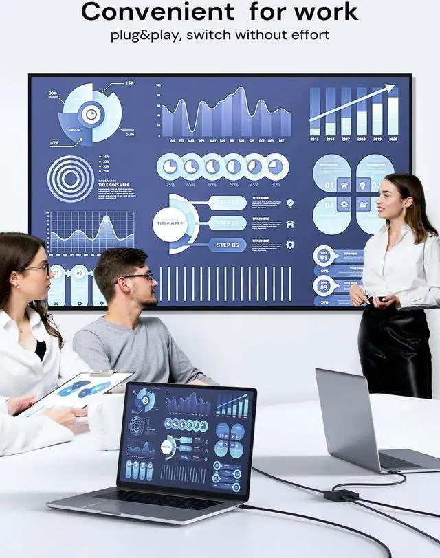 Alt view image 4 of 5 - Dockteck USB C Switch, Bi-Directional Switcher1 in 2 Out/2 in 1 Out with 10Gbps Transfer Speed and 100W PD Charging,USB Switch with 4K@60Hz,1.9FT USB-C Cable for Printer, Laptop,Scanner