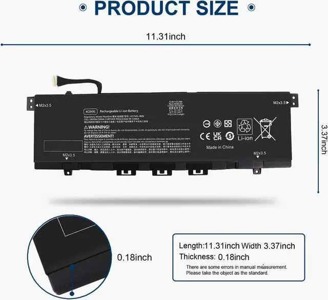 Alt view image 2 of 5 - 53.2Wh KC04XL Battery Replacement for HP Envy X360 13-AG 13m-AG 13-AH 13T-AH 13-AQ 13T-AQ 13m-AQ 13-AR 13-ag0001la 13-ah0051wm 13-ag0006au 13m-ag0001dx L08496-855 KC04053XL HSTNN-DB8P HSTNN-IB8K 15.4V