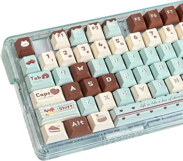 Main image of COOMICKEY PBT Keycaps, Cute Keycaps 60% Percent 152 Keys Cherry Profile Custom Keycap Set for Cherry Gateron MX Switches Mechanical Keyboard Keycaps(Mint Chocolate)