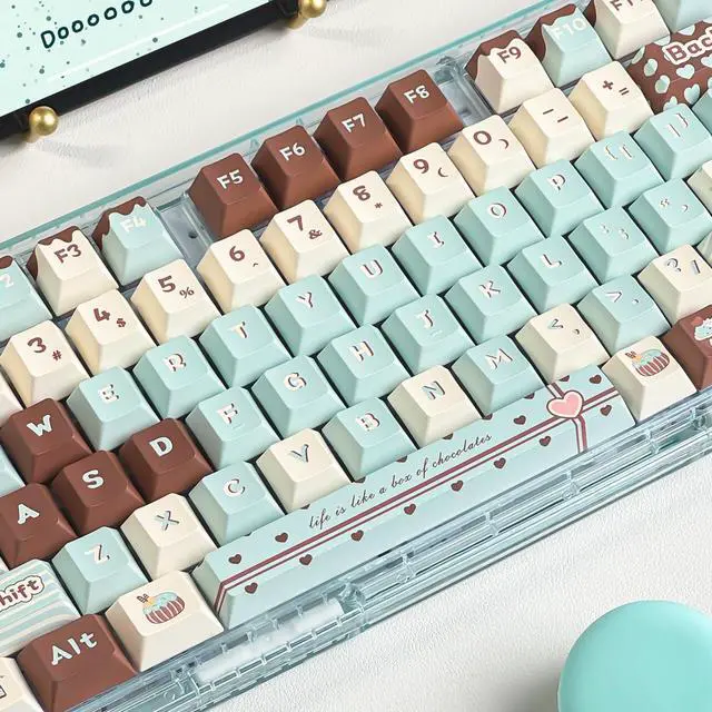 Alt view image 5 of 5 - COOMICKEY PBT Keycaps, Cute Keycaps 60% Percent 152 Keys Cherry Profile Custom Keycap Set for Cherry Gateron MX Switches Mechanical Keyboard Keycaps(Mint Chocolate)