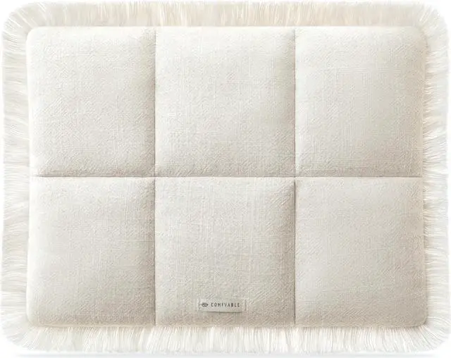 Main image of Comfyable Puffy Laptop Sleeve 16 15 14 13 Inch for Women, Compatible with MacBook Air 2025 & MacBook Pro M4 M3 2024, Quilted Linen Soft Puffer Case with Fringe for Computer, Natural Linen