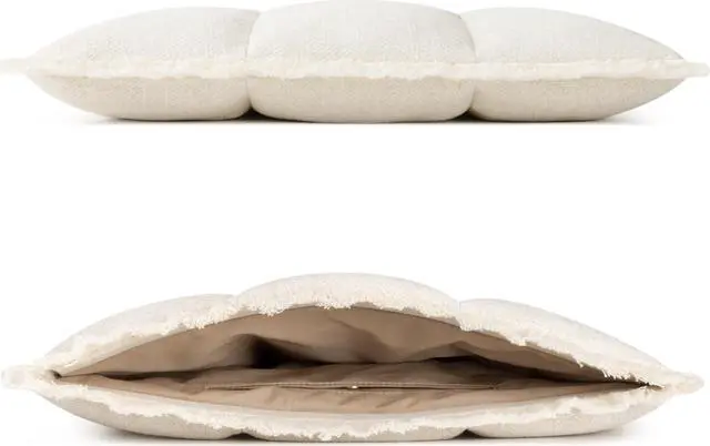 Alt view image 4 of 5 - Comfyable Puffy Laptop Sleeve 16 15 14 13 Inch for Women, Compatible with MacBook Air 2025 & MacBook Pro M4 M3 2024, Quilted Linen Soft Puffer Case with Fringe for Computer, Natural Linen