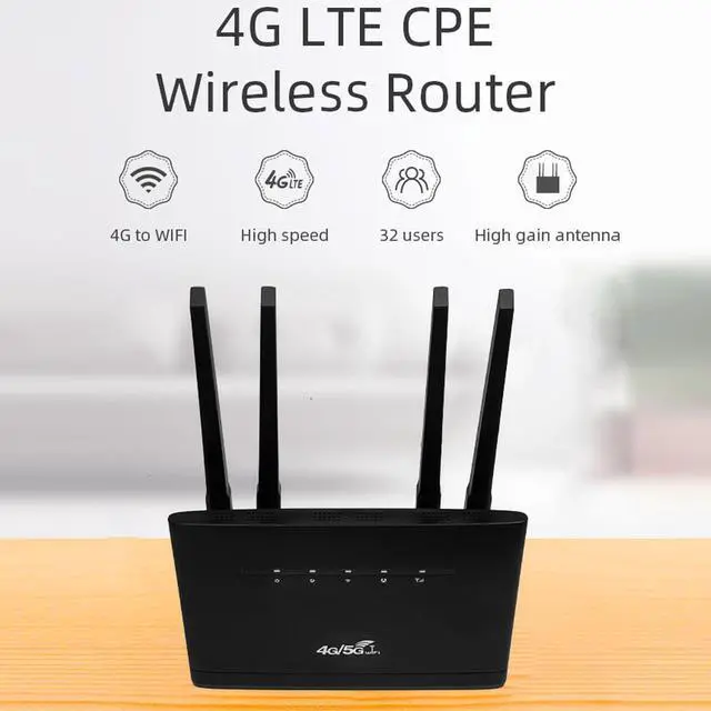 Alt view image 3 of 5 - Generic 4G LTE Wireless Router, 802.11b/g/n,4 Gigabit LAN Ports, Mobile WiFi Hotspot Router with SIM Card Slot for Wireless Internet, Gigabit, Supports Guest WiFi, Generics1r38wy4au