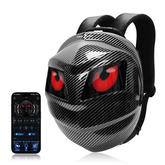 LED Motorcycle Backpack With Programmable Color Screen - Waterproof Helmet Bag For Riding & Laptop (Black)