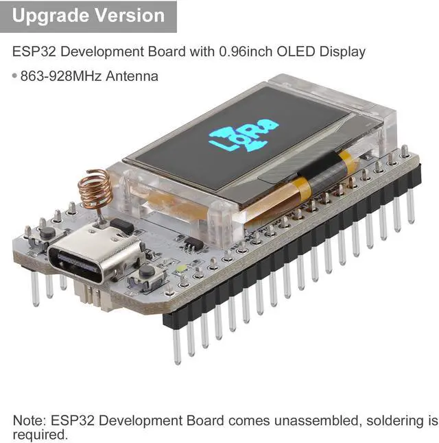 Alt view image 2 of 5 - MakerFocus 2 Set ESP32 LoRa V3 Development Board with 915 MHz Antenna and Case Integrated WiFi Bluetooth SX1262 CP2102 0.96-inch OLED Display Type C for Meshtastic IoT Arduino Intelligent Scenes
