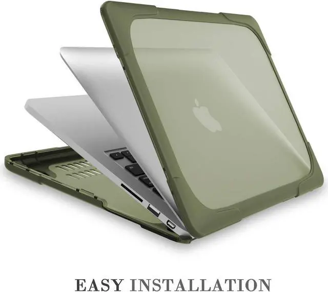 Alt view image 5 of 5 - For Macbook Pro 15 Retina Case,StrongCase [Heavy Duty][Dual Layer] Hard Case Cover with Plastic Bumper for Apple Macbook Pro 15.4" with Retina Display (Compatible with A1398 2012-2015 Release) - Olive