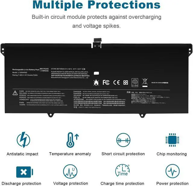 Alt view image 5 of 5 - L16C4P61 L16M4P60 Laptop Battery for Lenovo Yoga 920 920-13IKB 920-131KB 920-13IKB-80Y7 80Y8 81TF Ideapad Flex Pro-13IKB Yoga 6 Pro-13IKB 5B10N01565 5B10N17665 SB10W67429 5B10W67249 7.68V-70Wh
