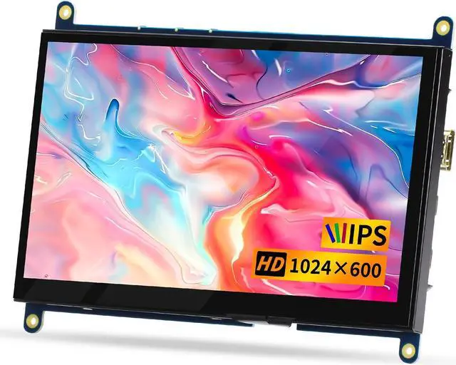 Main image of CUQI 7 Inch Mini LCD Screen HD IPS 1024x600 Display, Mini HDMI Monitor for Raspberry Pi 5/4/3, PC, Windows, Xbox