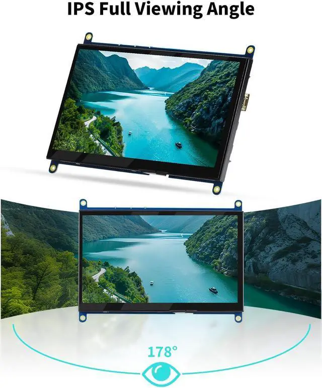 Alt view image 4 of 5 - CUQI 7 Inch Mini LCD Screen HD IPS 1024x600 Display, Mini HDMI Monitor for Raspberry Pi 5/4/3, PC, Windows, Xbox