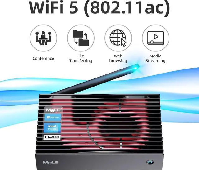 Alt view image 5 of 5 - MeLE Mini PC Fanless PCG35HD N5105 Micro Computer, 8GB 256GB Small Desktop Server, Support Triple Monitor 4K WiFi5 Gigabit Ethernet BT5.2 PXE Unlock BIOS Auto Power on Industrial IoT Business