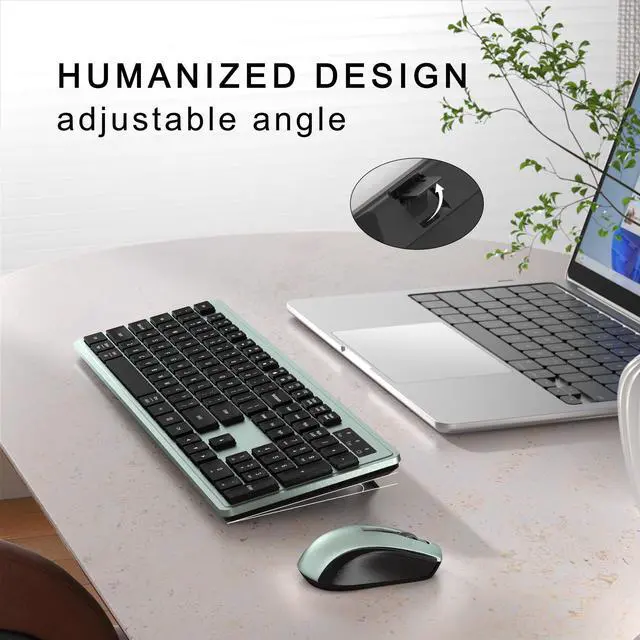 Alt view image 3 of 5 - MPTOG Wireless Keyboard and Mouse Combo, Full-Size 104-Key Office Keyboard with 15 Function Keys, Numeric Keypad, Single USB Receiver, Compatible with PC and Laptop(Green)