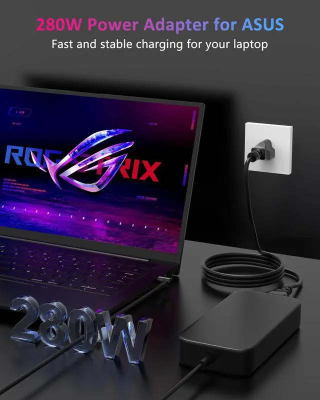 Alt view image 2 of 5 - 280W 20V 14A Laptop Charger Fit for Asus ROG Strix G15 G17 G513R G513Q G713R G713Q Scar 15 17 G532L G533Z G732L G733Z Hero/Scar III G731G G531G G703G ADP-280BB B Power Supply Adapter