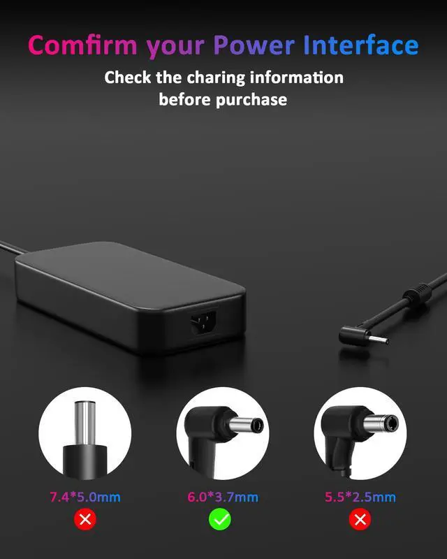 Alt view image 3 of 5 - 280W 20V 14A Laptop Charger Fit for Asus ROG Strix G15 G17 G513R G513Q G713R G713Q Scar 15 17 G532L G533Z G732L G733Z Hero/Scar III G731G G531G G703G ADP-280BB B Power Supply Adapter