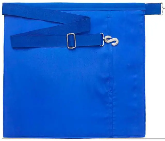 Alt view image 2 of 2 - MASTER MASON BLUE LODGE APRON - White&Blue SQUARE & COMPASS G with WREATH (Blue, French Lambskin)