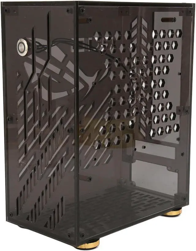 Main image of Denash Mini ITX Case, Clear Side Panel, 4.3L Capacity, 360 Degree Cooling, Acrylic Small Form Factor Mini ITX Case for Mini ITX Motherboard (Black), Denash7ftagrnigs-12