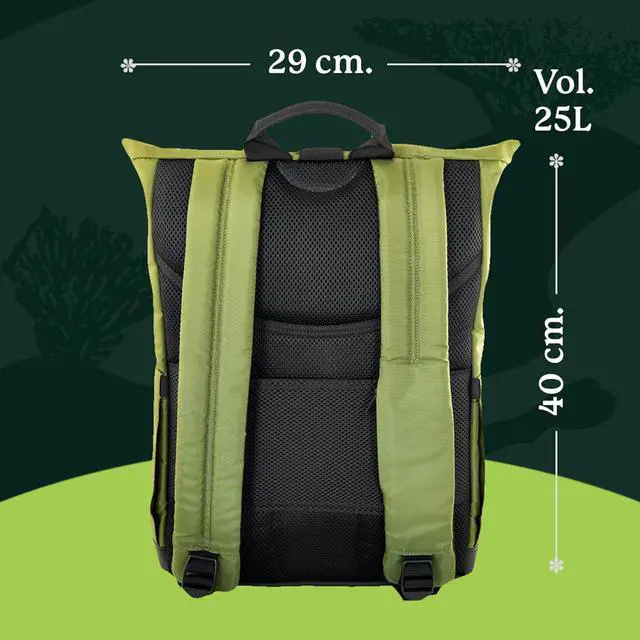 Alt view image 5 of 5 - Dingbats - Waterproof Laptop Backpack - 25L Roll Top Travel Bag - Sustainably Sourced Carry on Bag with Padded Straps, Laptop and Bottle Compartments