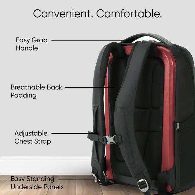 Alt view image 3 of 5 - Duravo Venture Slim Laptop Backpack, Durable, Sleek, Flight Approved, Fits Up to 17" Laptop, Breathable, Lightweight (Red, Slim)