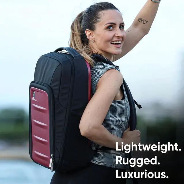 Alt view image 5 of 5 - Duravo Venture Slim Laptop Backpack, Durable, Sleek, Flight Approved, Fits Up to 17" Laptop, Breathable, Lightweight (Red, Slim)