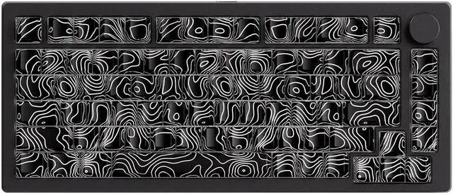 Main image of M1 V5 Aluminum Mechanical Keyboard 75% Topographic Theme Quick Release Gaming Keyboard with Knob, 8000 mAH RGB Hot-swappable Black Custom Keyboard with Side-printed Keycaps Pre lubed Piano Switch