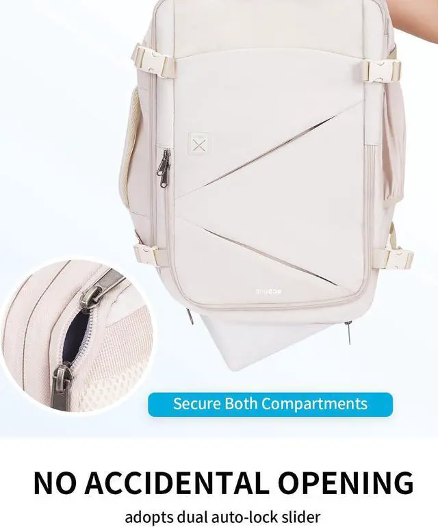 Alt view image 5 of 5 - ECOHUB Carry On Travel Backpack, Expandable Airlines Personal Item Bag 18x14x8, Water Resistant 17 inch Laptop Backpack Flight Approved, 12 Pockets 30L Work Backpacks with Wet Pocket & Cable Slot