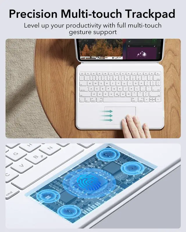 Alt view image 5 of 5 - ESR Ascend for iPad Pro 13 Inch 2024(M4), Keyboard Case with Trackpad, Magnetic Detachable Keyboard with Backlit Keys, Fully Adjustable Portrait/Landscape Stand, White