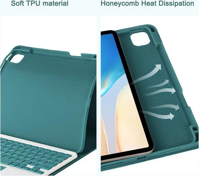 Alt view image 5 of 5 - Eisuiyi Keyboard Case for iPad Pro11 1st/2nd/3rd/4th gen, Compatible with iPad Air 11" (M3/M2) /iPad Air5/Air4, Detachable Touchpad BT Keyboard, Magentic Protective Cover with Pencil Holder, Teal