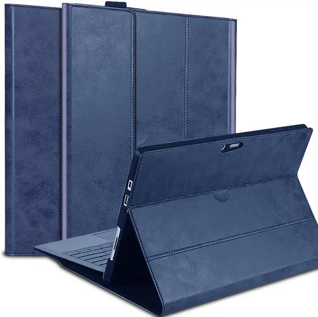 Main image of NANRUIL for Microsoft Surface Pro 4/5/6/7 Plus+ Case 12.3 inch 2015/2017/2018/2019/2021 Genuine Leather Cover Protective Shell Compatible with Type Cover Keyboard and Pencil Holder.Blue