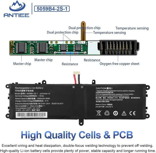 Alt view image 4 of 5 - 5059B4-2S 5059B4-2S-1 Laptop Battery Replacement for Chuwi Gemibook Pro 14, CoreBook X Pro 14 13.3 inch CWI529 CWI528 Series 5059B4-2S1P 505979-3S1P 505979-3S1P-1 Q512G20090943 7.6V 38Wh 5000mAh