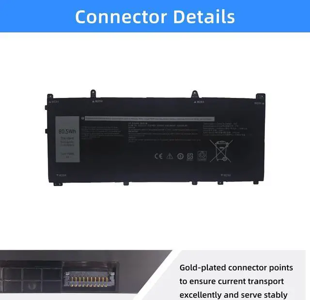 Alt view image 3 of 5 - NBULBL VG661 Laptop Battery Replacement for Dell Alienware X14 R1 Alienware X14 R2 Series Notebook 0GD3C9 GD3C9 0V4N84 V4N84 31CP5/46/95-2 11.4V 80.5Wh