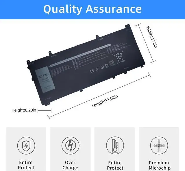 Alt view image 4 of 5 - NBULBL VG661 Laptop Battery Replacement for Dell Alienware X14 R1 Alienware X14 R2 Series Notebook 0GD3C9 GD3C9 0V4N84 V4N84 31CP5/46/95-2 11.4V 80.5Wh