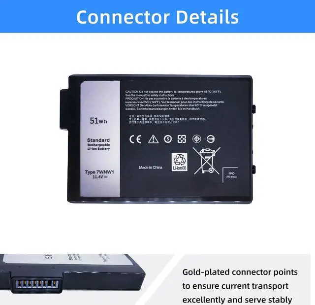 Alt view image 3 of 5 - NBULBL 7WNW1 Laptop Battery Replacement for Dell Latitude 5424 Rugged Extreme, Latitude 5420 Rugged Extreme, Latitude 7424 Rugged Extreme P85G P85G001 P86G P86G001 DMF8C GK3D3 6NNCF