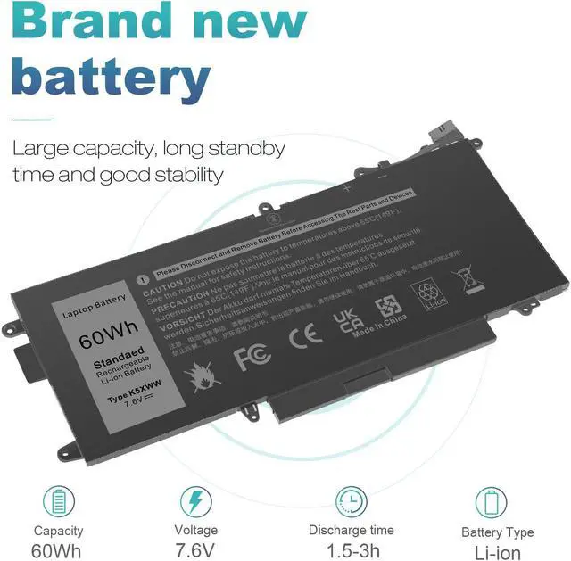 Alt view image 4 of 5 - ASUNCELL 60Wh K5XWW Battery for Dell Latitude 5289 7389 7390 2-in-1 Series Notebook L3180 P29S001 P29S002 Laptop 6CYH6 71TG4 725KY J0PGR N18GG, 7.6V 3-Cell (NOT fits for Latitude 7390 Series)