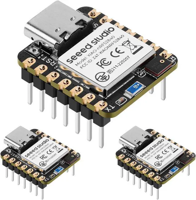 Main image of 3 Pack XIAO nRF52840 Sense Development Board - BLE 5.0 Wireless Microcontroller with IMU & Microphone for TinyML TensorFlow Lite Projects, Support Arduino CircuitPython Embedded Machine Learning