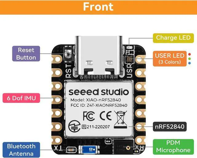 Alt view image 5 of 5 - 3 Pack XIAO nRF52840 Sense Development Board - BLE 5.0 Wireless Microcontroller with IMU & Microphone for TinyML TensorFlow Lite Projects, Support Arduino CircuitPython Embedded Machine Learning