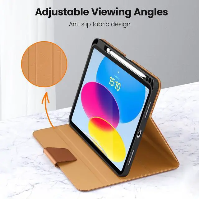 Alt view image 5 of 5 - DTTO Case for iPad (A16) 11th Generation 2025, iPad 10th Generation 10.9 Inch 2022 with Pencil Holder, Premium Leather Business Folio Stand Smart Cover with Magnetic Clasp, Brown
