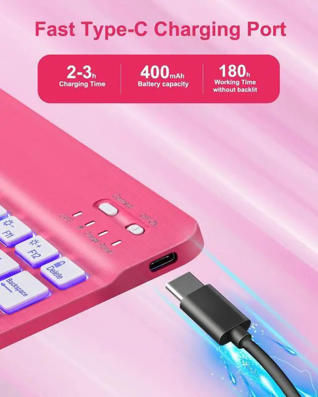 Alt view image 3 of 5 - EAMPANG Case with Keyboard for iPad Air 11 inch M3 M2/ Air 10.9 5th 4th Generation,Rainbow Backlit Detachable Keypad Rotatable Magnetic Cover with Pencil Holder for iPad Air 4 5 6 7 Gen Watermelon Red