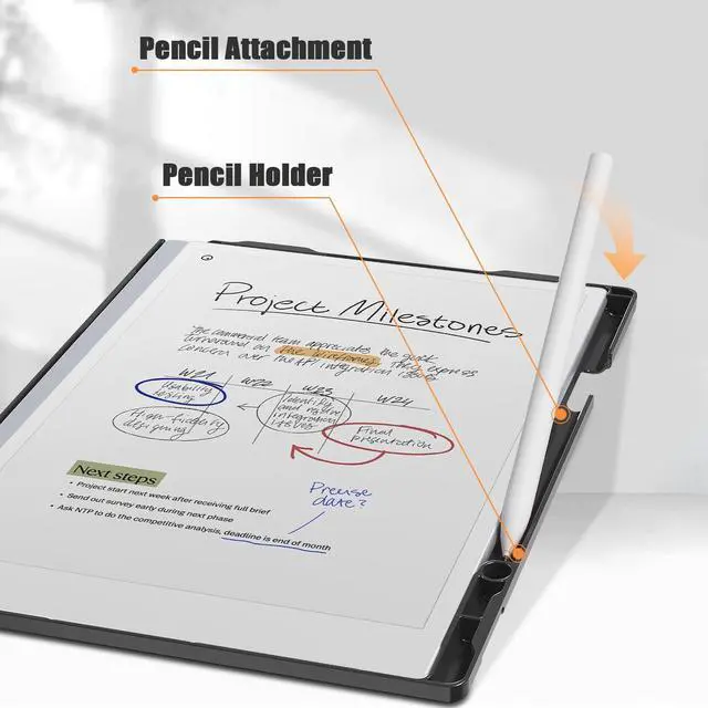 Alt view image 2 of 5 - E NET-CASE Case for Remarkable Paper Pro Tablet 11.8 inch (2024 Released) - New Business Design Upgraded Leather Cover for Remarkable Paper Pro Digital Paper with Stand & Pen Holder (Black)