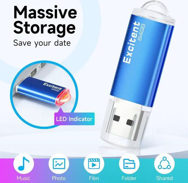 Alt view image 4 of 5 - 64GB USB Flash Drive 10 Pack with 20 Stickers,USB Drives 64GB, Fast Transfer USB Memory Stick,USB 2.0 Pen Drive/Thumb Drives/Zip Drive/Jump Drive for Photo (Mixed Colors)